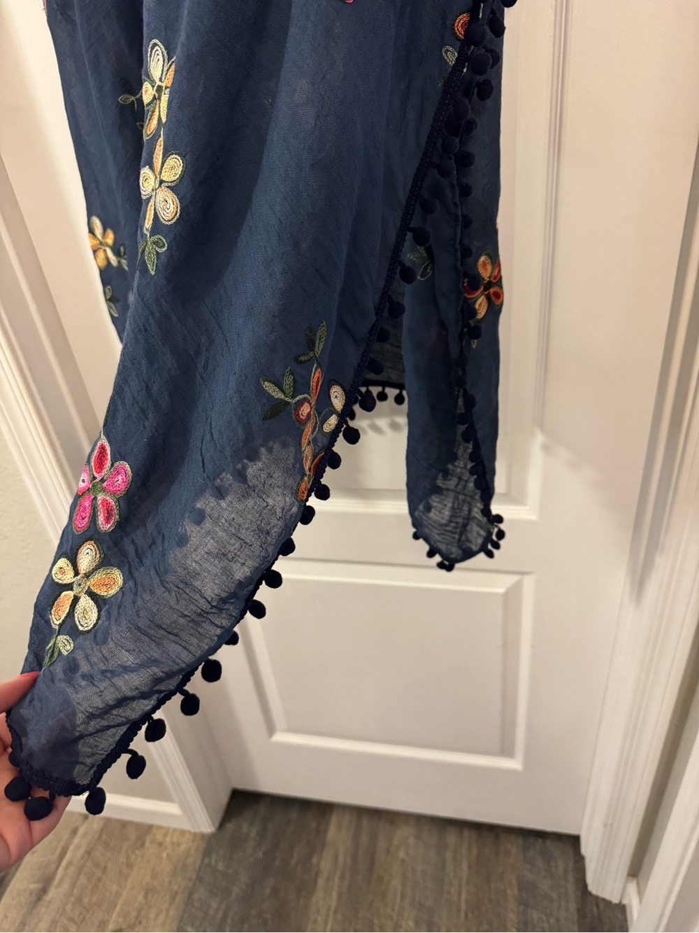 Subtle Luxury Navy Blue Embroidered Pool to Party Cover-Up - Picture 7 of 8